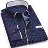 Fashion Print Casual Men Long Sleeve Shirt Stitching Fashion Pocket