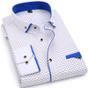 Fashion Print Casual Men Long Sleeve Shirt Stitching Fashion Pocket