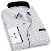 Fashion Print Casual Men Long Sleeve Shirt Stitching Fashion Pocket