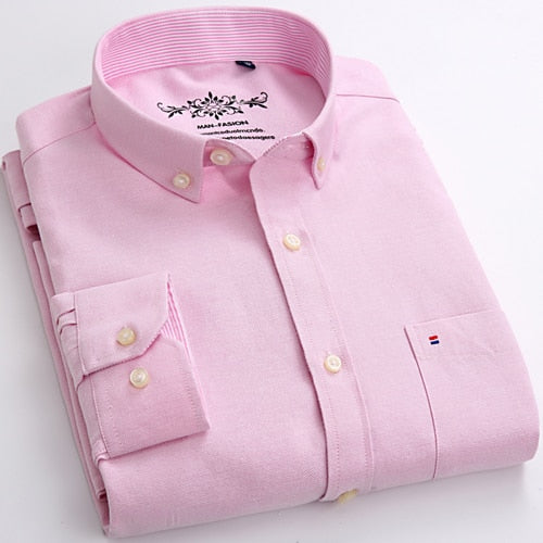 Men's Plaid Checked Oxford Button-down Shirt Chest Pocket