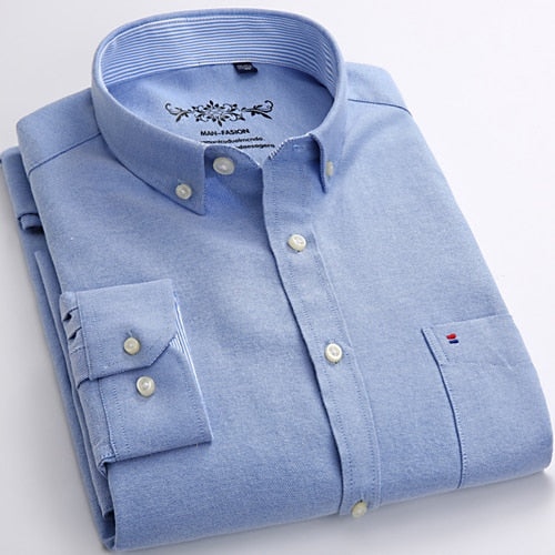 Men's Plaid Checked Oxford Button-down Shirt Chest Pocket