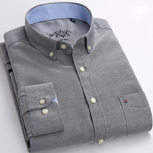 Men's Plaid Checked Oxford Button-down Shirt Chest Pocket