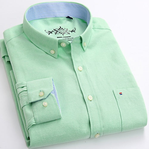 Men's Plaid Checked Oxford Button-down Shirt Chest Pocket