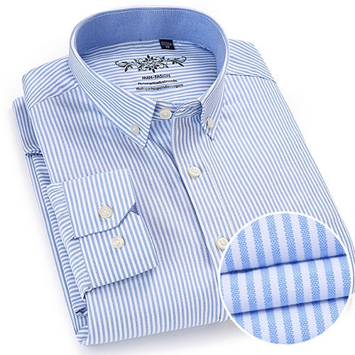Men's Plaid Checked Oxford Button-down Shirt Chest Pocket