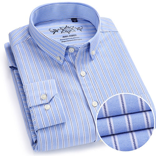 Men's Plaid Checked Oxford Button-down Shirt Chest Pocket