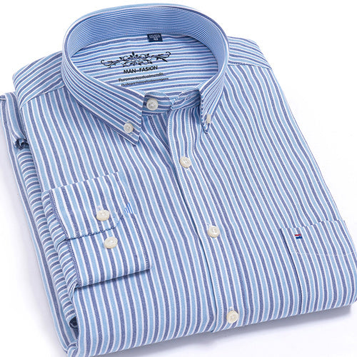 Men's Plaid Checked Oxford Button-down Shirt Chest Pocket